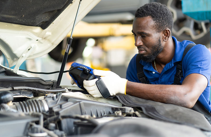 Computerized Car Diagnosis in progress
